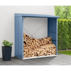 Kaminholzregal 'Elegant Typ 2' taubenblau 102,5 x 181,4 x 198 cm