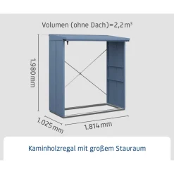 Kaminholzregal 'Elegant Typ 2' taubenblau 102,5 x 181,4 x 198 cm