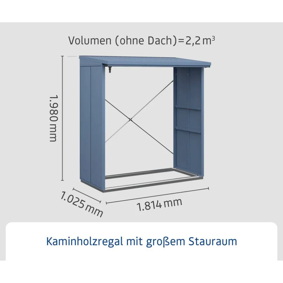 Kaminholzregal 'Elegant Typ 2' taubenblau 102,5 x 181,4 x 198 cm