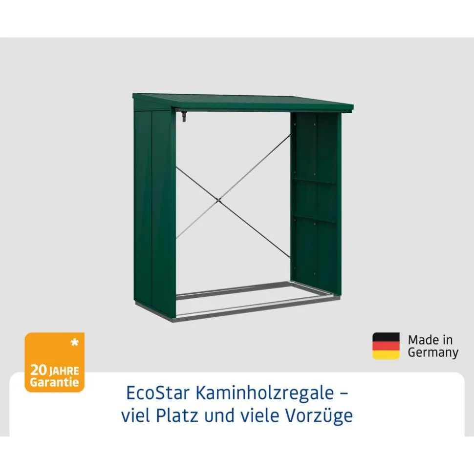 Kaminholzregal 'Elegant Typ 2' moosgrün 102,5 x 181,4 x 198 cm