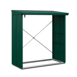 Kaminholzregal 'Elegant Typ 2' moosgrün 102,5 x 181,4 x 198 cm