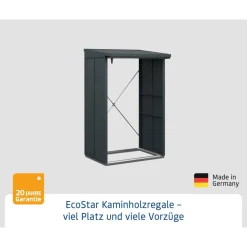 Kaminholzregal 'Elegant Typ 1' anthrazitgrau 122,7 x 198 x 102,5 cm