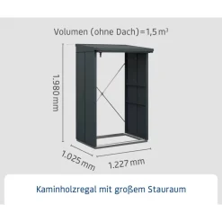 Kaminholzregal 'Elegant Typ 1' anthrazitgrau 122,7 x 198 x 102,5 cm