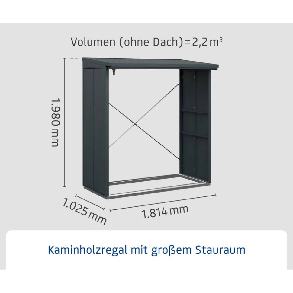 Kaminholzregal 'Elegant Typ 2' anthrazitgrau 181,4 x 198 x 102,5 cm