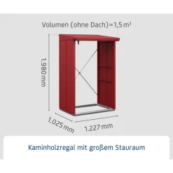 Kaminholzregal 'Elegant Typ 1' purpurrot 102,5 x 122,7 x 198 cm
