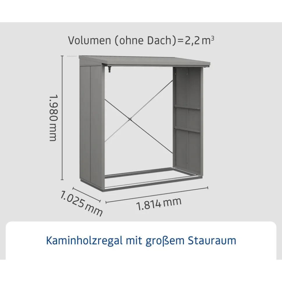 Kaminholzregal 'Elegant Typ 2' grau 181,4 x 198 x 102,5 cm