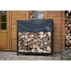Kaminholzregal inklusive Abdeckung schwarz Stahl 36 x 120 x 119 cm