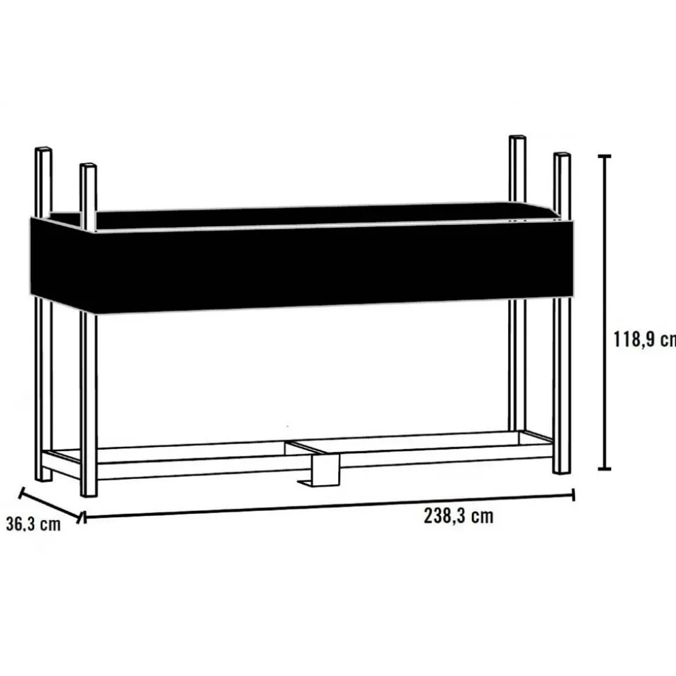 Kaminholzregal inklusive Abdeckung schwarz Stahl 36 x 240 x 119 cm