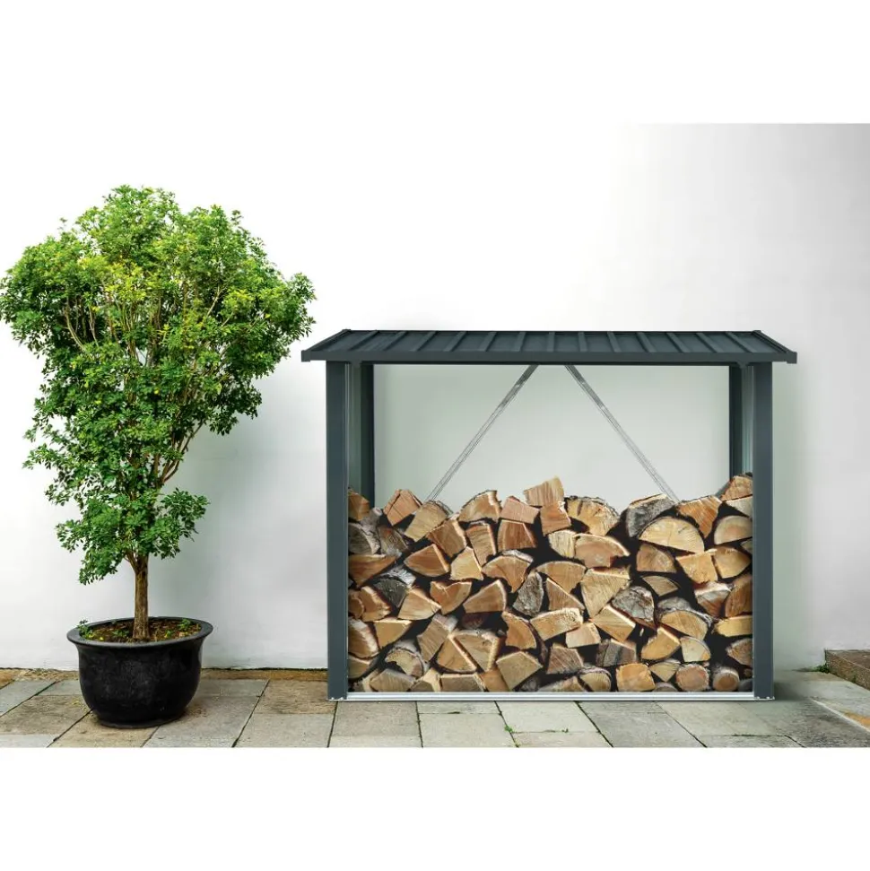 Kaminholzregal L anthrazit 163 x 89 x 154 cm