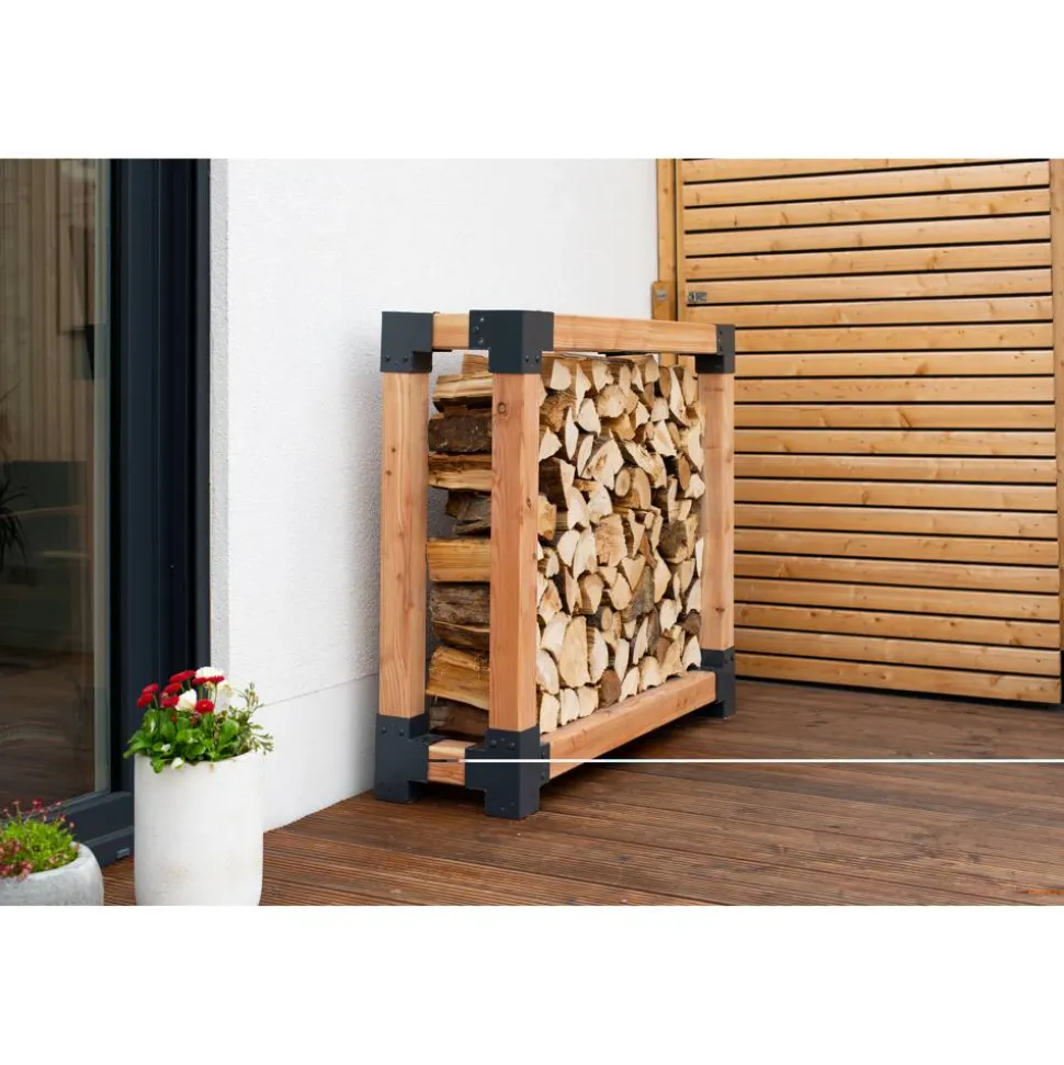 Kaminholzregal 'Michel L' naturfarben 138 x 120 x 40 cm