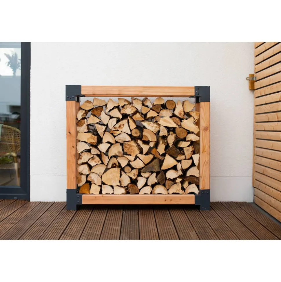 Kaminholzregal 'Michel L' naturfarben 138 x 120 x 40 cm