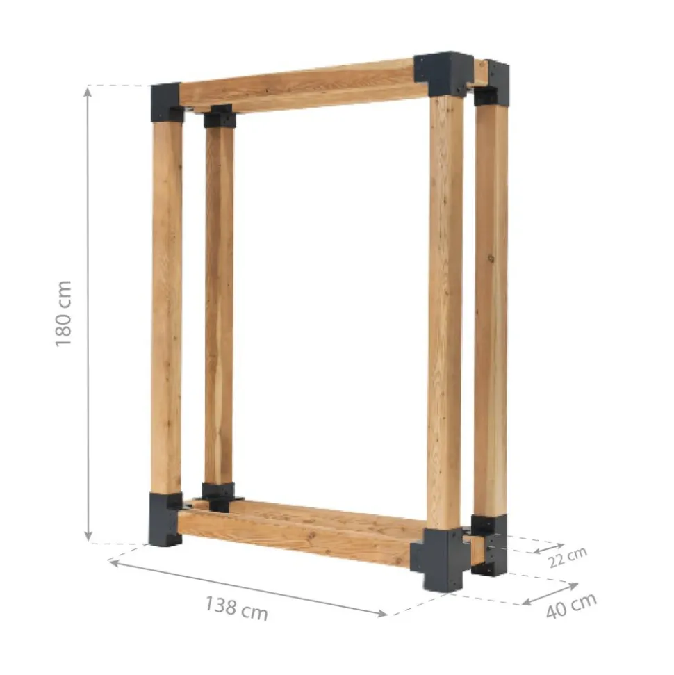Kaminholzregal 'Michel XL' naturfarben 138 x 180 x 40 cm