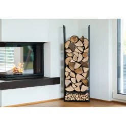 Kaminholzregal 'Porthos' schwarz 40 x 120 x 20 cm