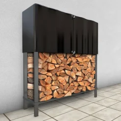 Kaminholzregal schwarz 1200 x 1400 x 30 cm