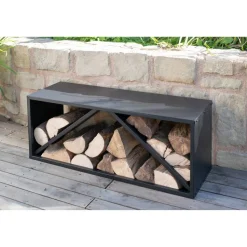 Kaminholzregal schwarz Stahl 104 x 35 x 40 cm