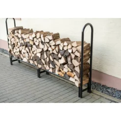 Kaminholzregal schwarz Stahl inklusive Abdeckung 244 x 25 x 118 cm