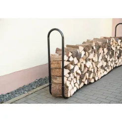 Kaminholzregal schwarz Stahl 25 x 244 x 99 cm