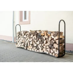 Kaminholzregal schwarz Stahl 25 x 244 x 99 cm