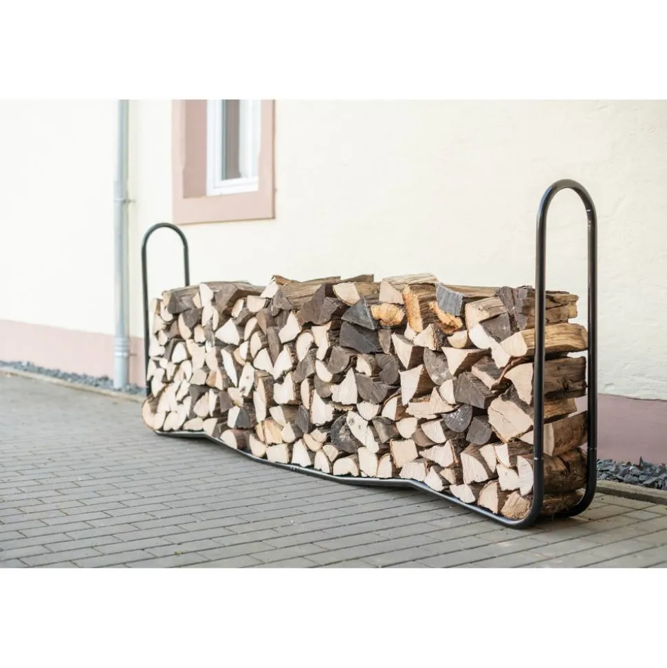 Kaminholzregal schwarz Stahl 25 x 244 x 99 cm