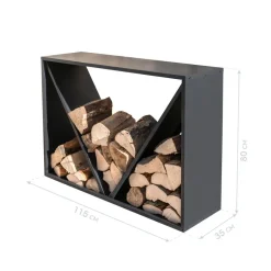 Kaminholzregal schwarz Stahl 115 x 35 x 80 cm