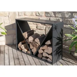 Kaminholzregal schwarz Stahl 115 x 35 x 80 cm
