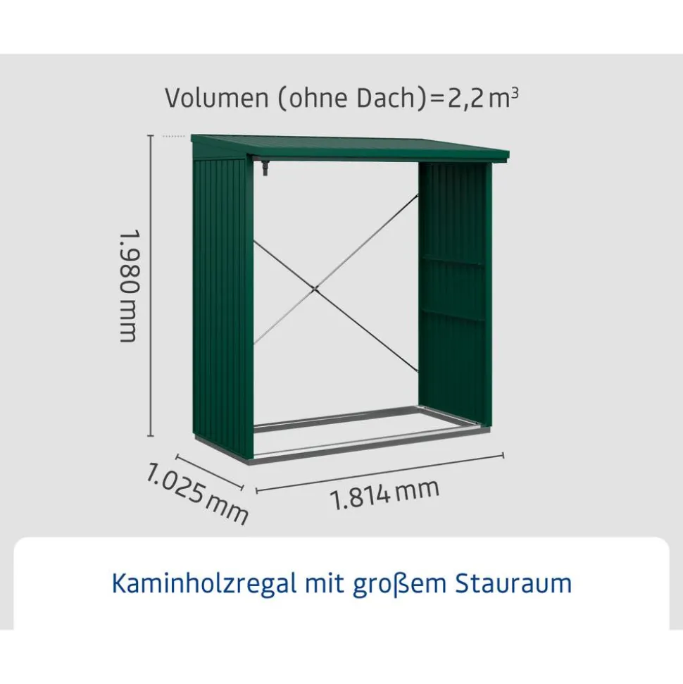 Kaminholzregal 'Trend Typ 2' moosgrün 181,4 x 198 x 102,5 cm