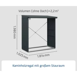 Kaminholzregal 'Trend Typ 2' anthrazitgrau 181,4 x 198 x 102,5 cm