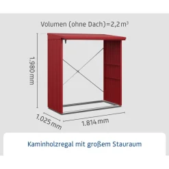 Kaminholzregal 'Trend Typ 2' purpurrot 102,5 x 181,4 x 198 cm