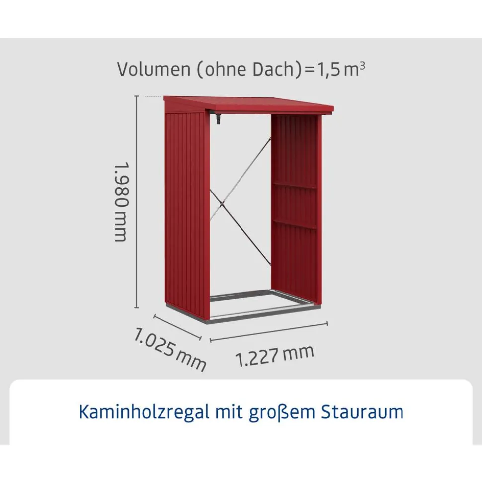 Kaminholzregal 'Trend Typ 1' purpurrot 102,5 x 122,7 x 198 cm