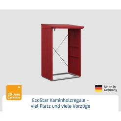 Kaminholzregal 'Trend Typ 1' purpurrot 102,5 x 122,7 x 198 cm