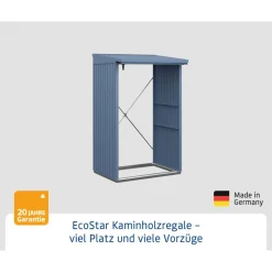 Kaminholzregal 'TrendTyp 1' taubenblau 102,5 x 122,7 x 198 cm