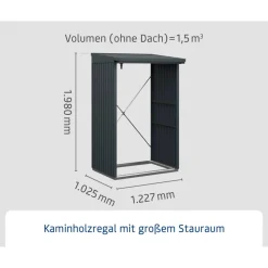 Kaminholzregal 'TrendTyp 1' anthrazitgrau 122,7 x 198 x 102,5 cm