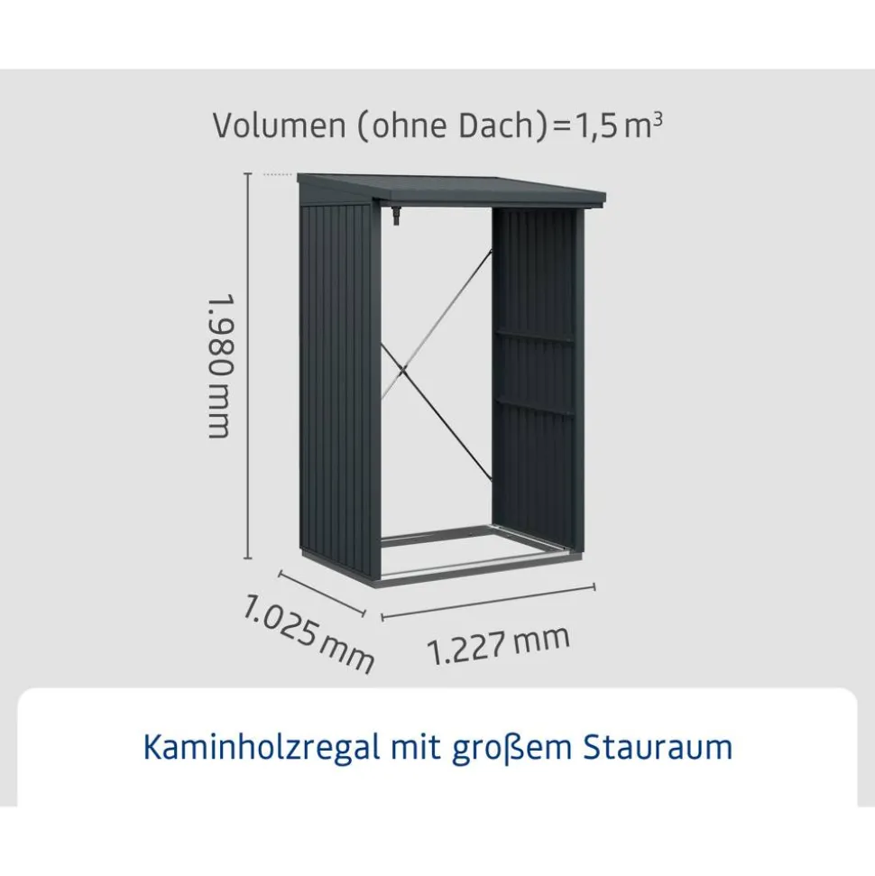 Kaminholzregal 'TrendTyp 1' anthrazitgrau 122,7 x 198 x 102,5 cm