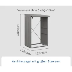Kaminholzregal 'TrendTyp 1' graualuminium 102,5 x 122,7 x 198 cm