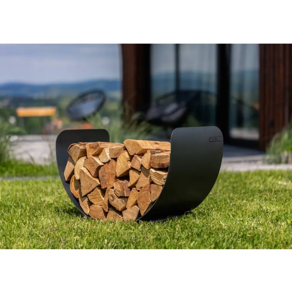Kaminholzregal 'Turyn 70' Stahl schwarz halbrund 70 x 36 x 45 cm
