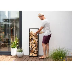 Kaminholzregal 'Xavier' schwarz 40 x 120 x 20 cm