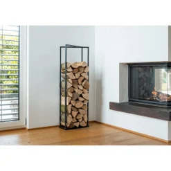 Kaminholzregal 'Xavier' schwarz 40 x 120 x 20 cm
