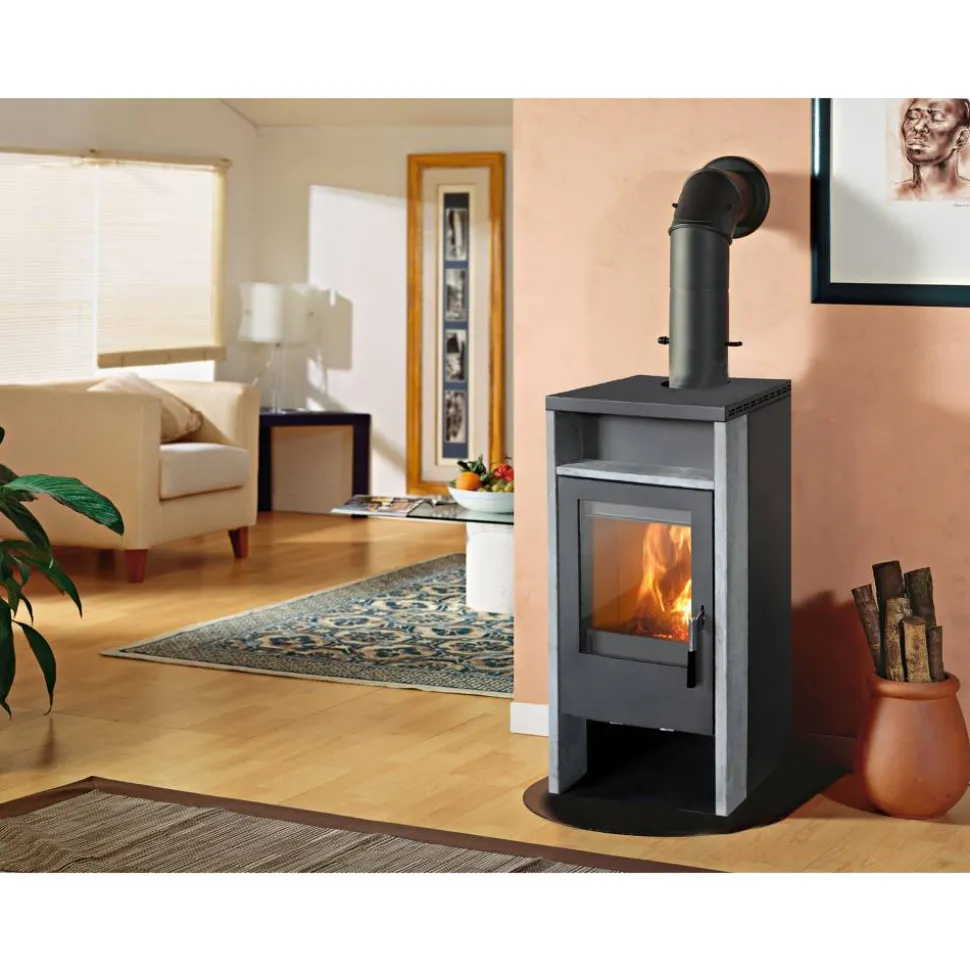 Kaminofen 'Kronos' Stahl/Naturstein 6,2 kW
