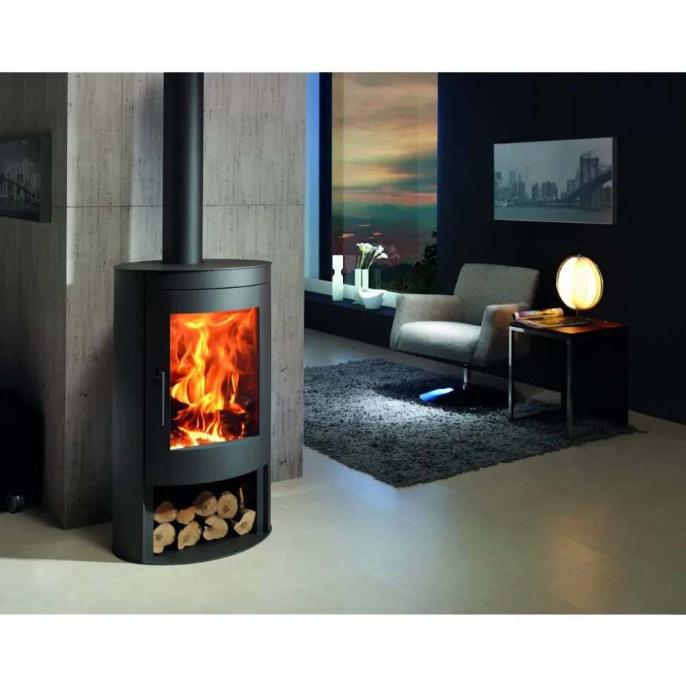 Kaminofen 'Oval' schwarz/metallic 8,7 kW