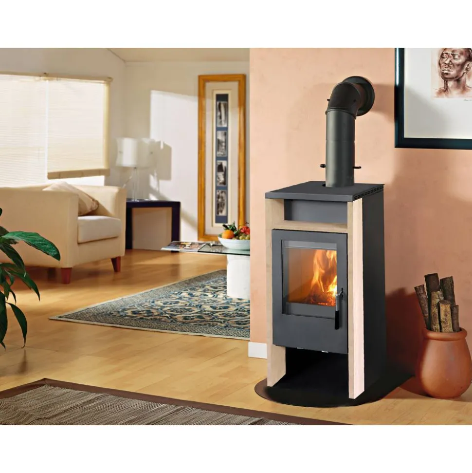 Kaminofen 'Rhea' Stahl/Sandstein 6,2 kW