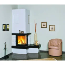 Kaminofen-Bausatz 'Nebraska I' Granit/Marmor/Schamotte schwarz/weiß 5 kW