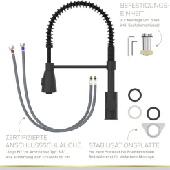 Küchenarmatur 'Kalani²' schwarz-matt mit Pendelbrause