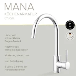 Küchenarmatur 'Mana' chromfarben 37 cm