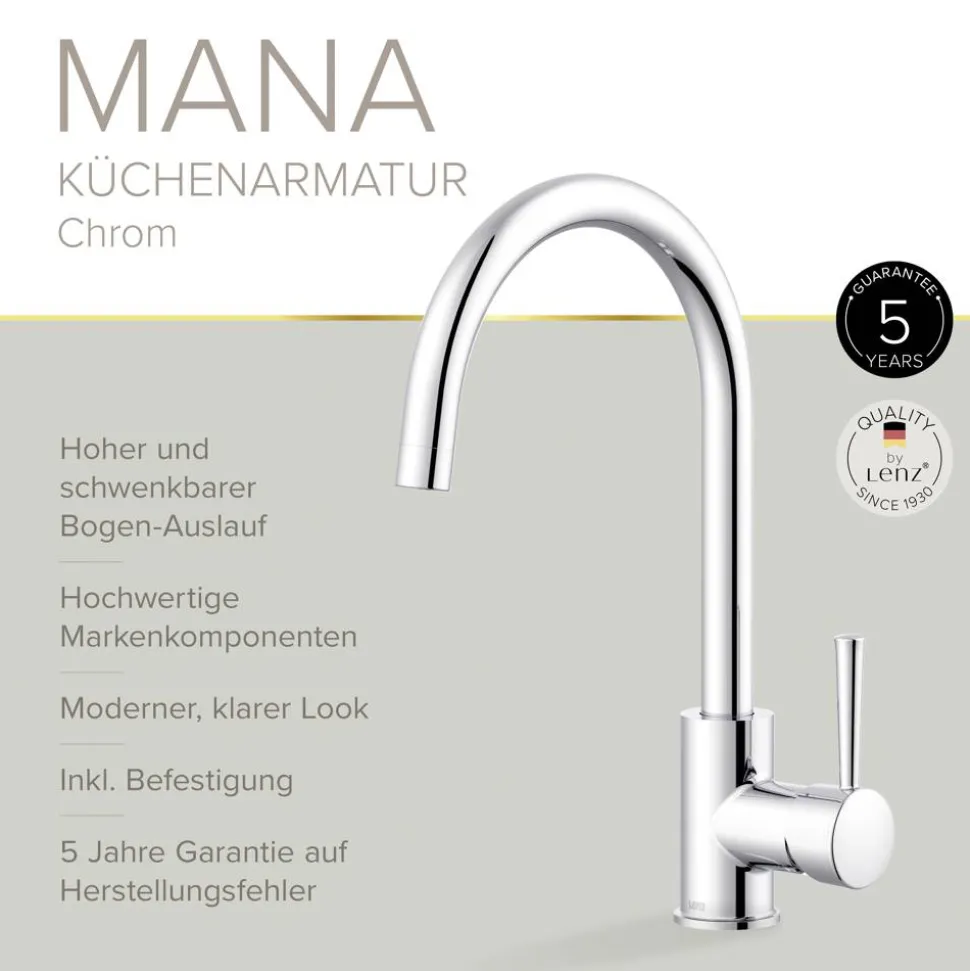 Küchenarmatur 'Mana' chromfarben 37 cm