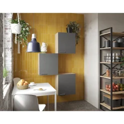 Küchenmöbel-Set 'Merle 8' grau/eichefarben 3 x Oberschränke 50 cm