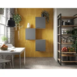 Küchenmöbel-Set 'Merle 8' grau/eichefarben 3 x Oberschränke 50 cm