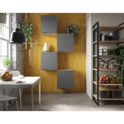 Küchenmöbel-Set 'Merle 7' grau/eichefarben 4 x Oberschränke 50 cm