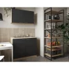 Küchenmöbel-Set 'Merle 2' schwarz/eichefarben mit Spüle 100 cm