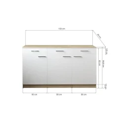 Küchenmöbel-Set 'Merle 13' schwarz/eichefarben 150 x 60 x 85 cm