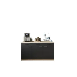 Küchenmöbel-Set 'Merle 13' schwarz/eichefarben 150 x 60 x 85 cm